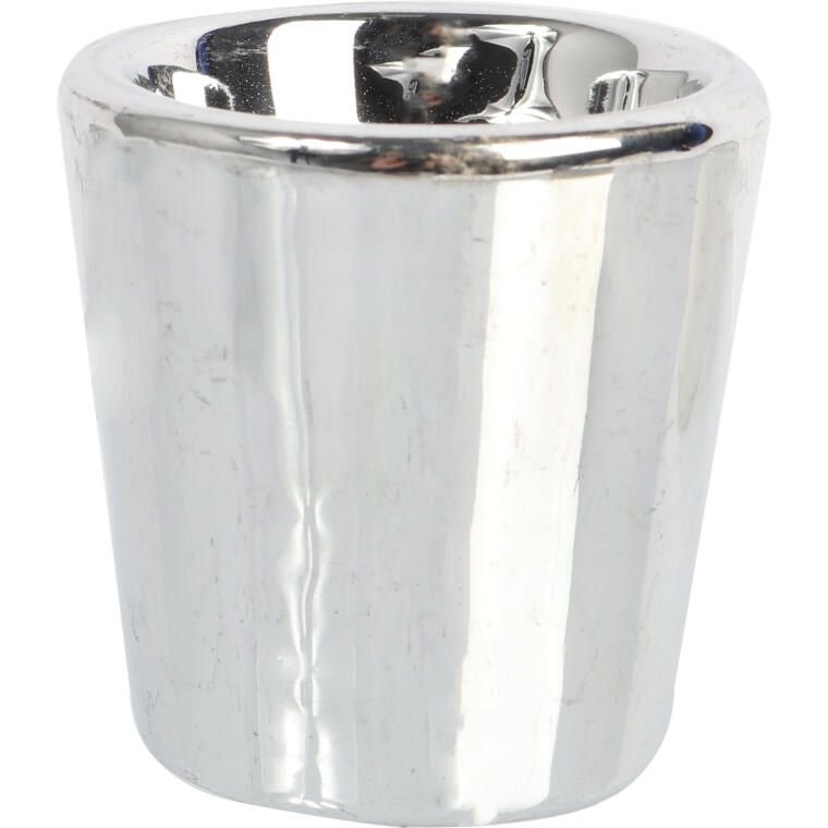 Świecznik ceramiczny na świeczkę tealight srebrny