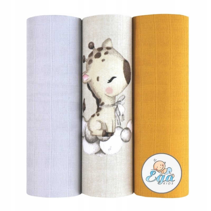 EGA KIDS ZESTAW PIELUSZKI MUŚLINOWE WZORZYSTE ZESTAW 3 SZT. 60X80 CM 3-PAK