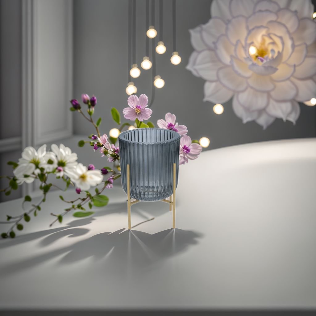 Świecznik szklany/uchwyt na tealight na stojaku 9x9,5 cm Articasa