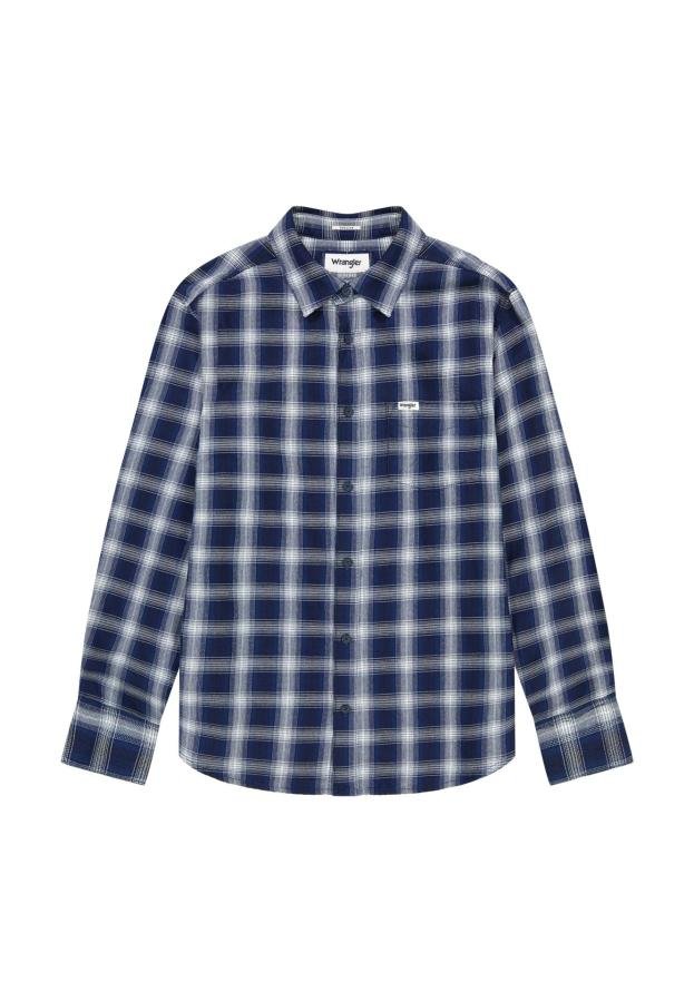 KOSZULA MĘSKA KRATKA WRANGLER 112362897 1 PKT SHIRT INDIGO PLAID XXL