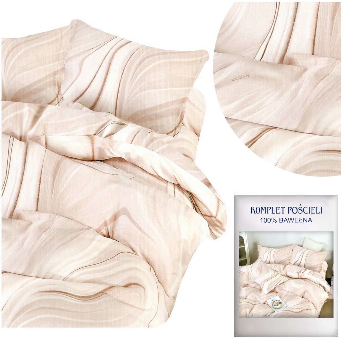 Pościel 160x200 3 części satyna bawełniana AIDA komplet 2x poszewka