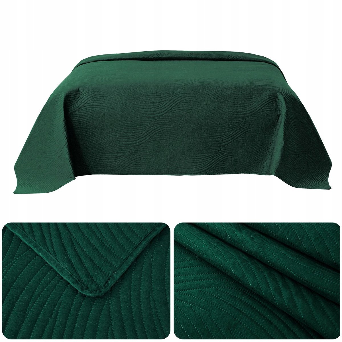 NARZUTA kapa pled 170x210 PIKOWANA tłoczona MIKROFIBRA Federico ZIELONA