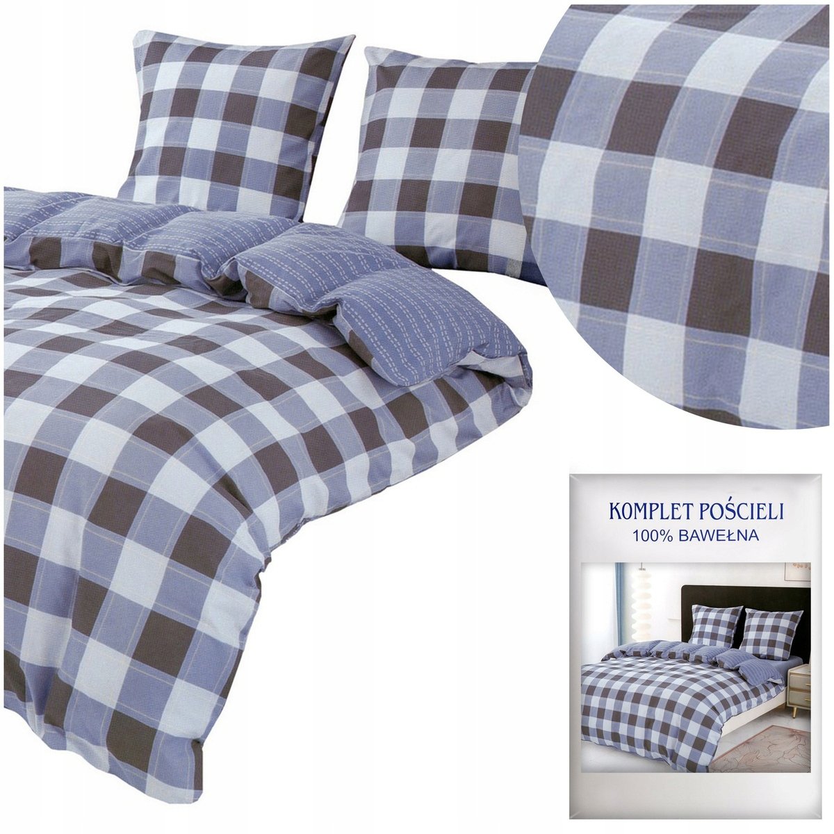 Pościel 200x220 3 części satyna bawełniana AIDA komplet 2x poszewka