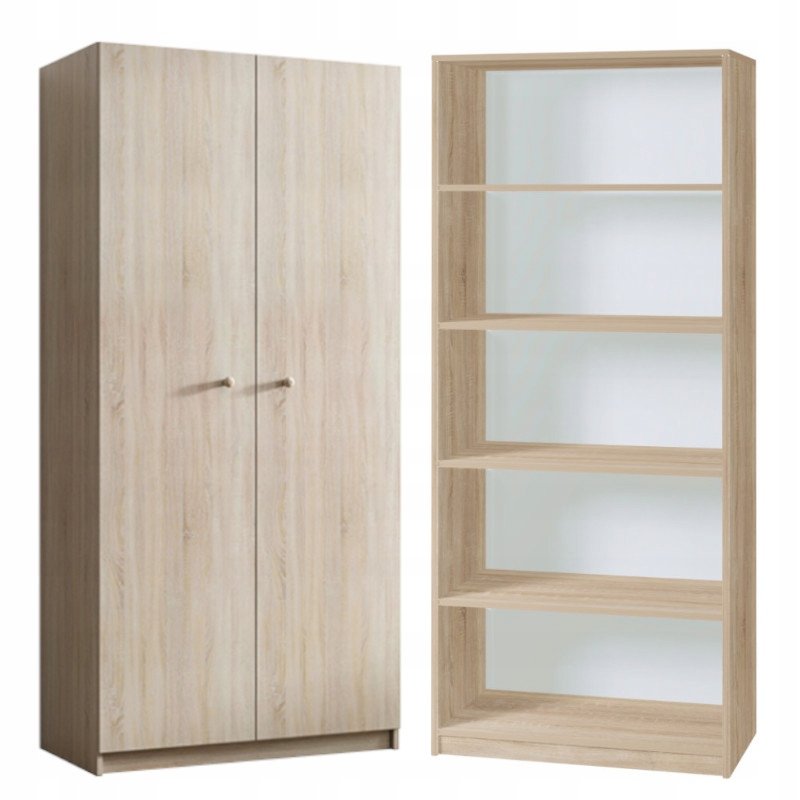 Szafa MALMO VI P 80 cm z półkami dąb sonoma dwudrzwiowa 5 półek
