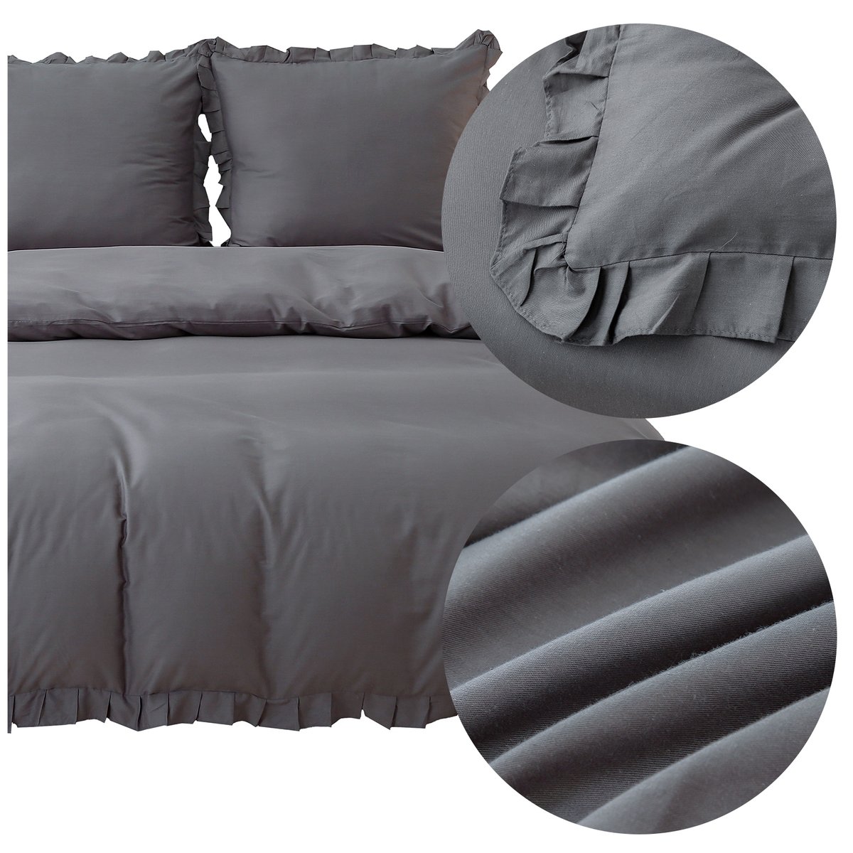 Pościel BAWEŁNIANA 160x200 3 części poszewki 70x80 falbany klasyczna LYNDA