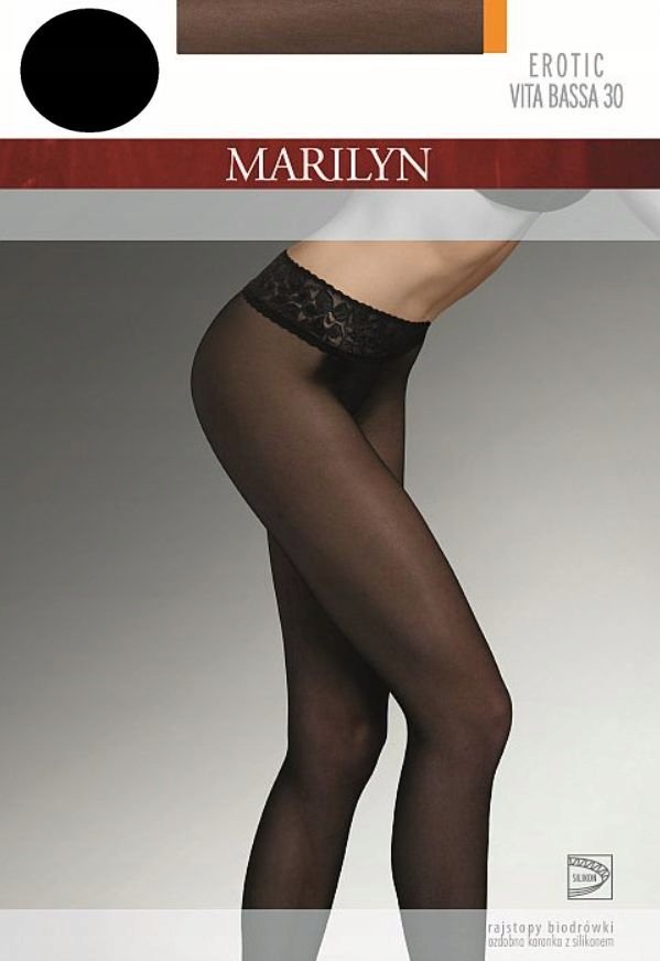 Rajstopy Z Obniżoną Talią Biodrówki Marilyn Vita Bassa 30 Den Czarne 4-L