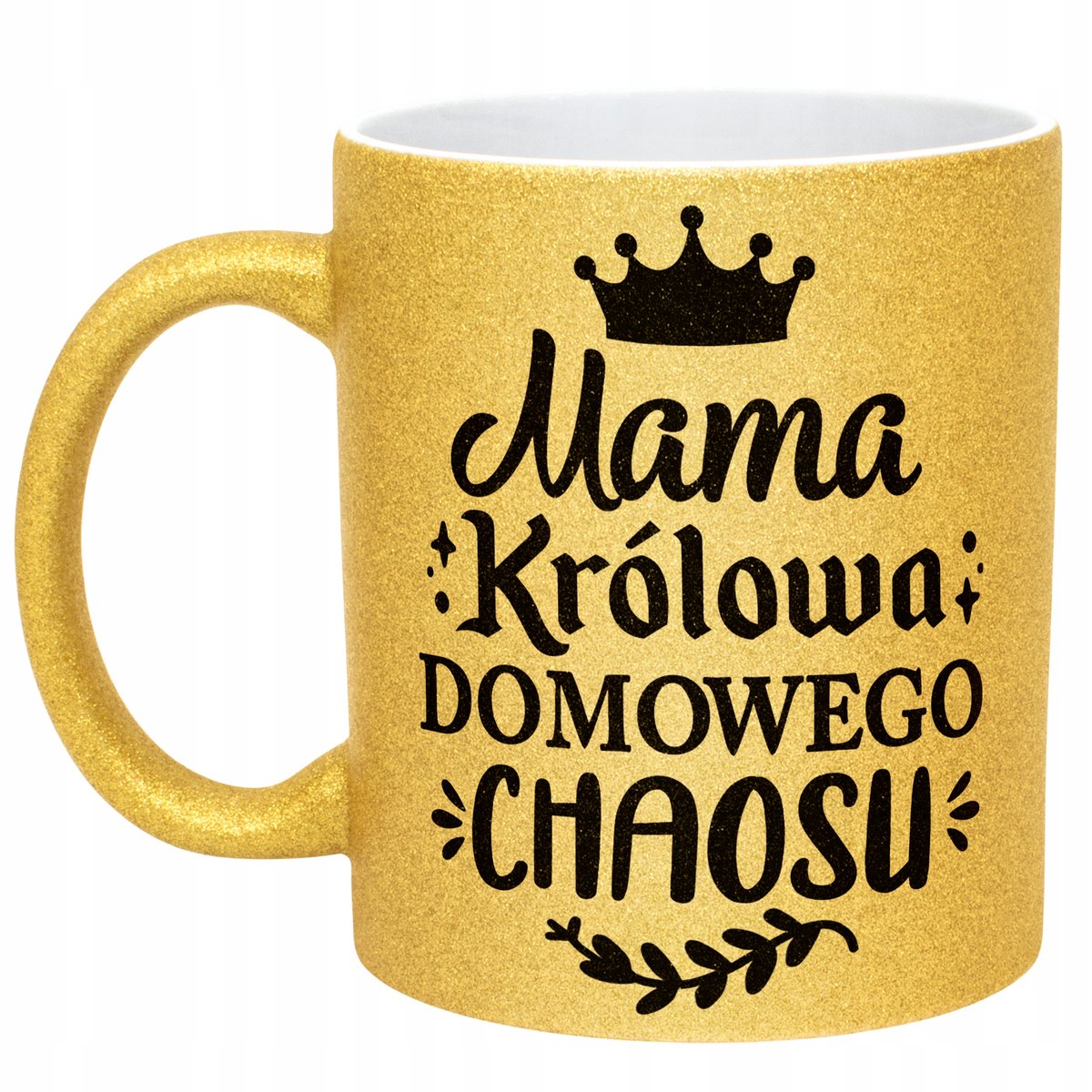 Złoty kubek brokatowy Dzień Matki Dla Mamy Królowa Domowego Chaosu