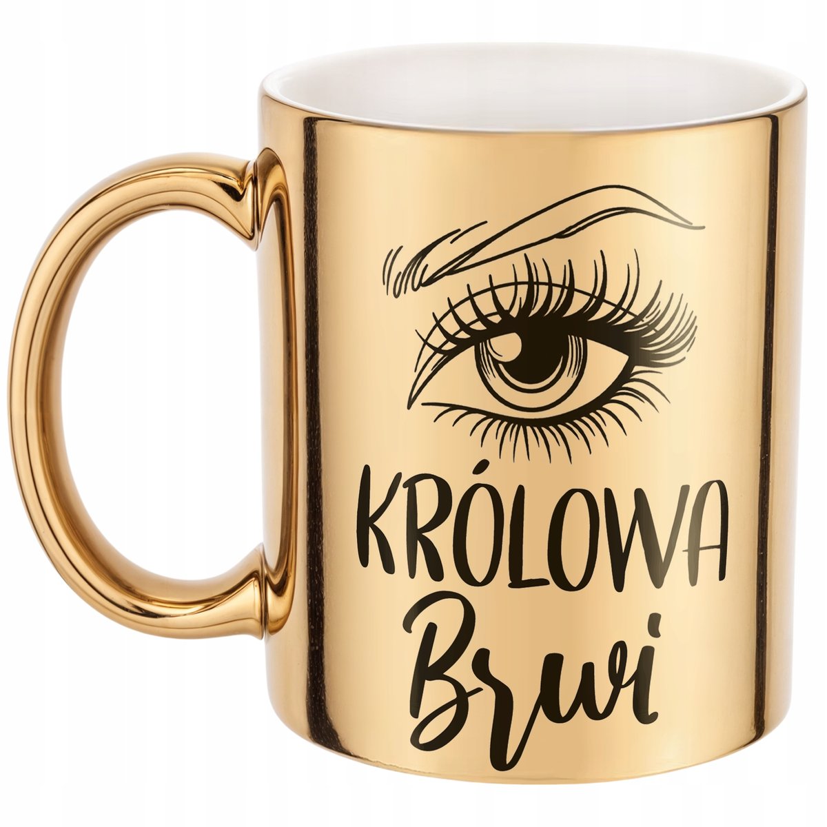 Złoty kubek ceramiczny Królowa Brwi Dla Stylistki Brwi Prezent Upominek