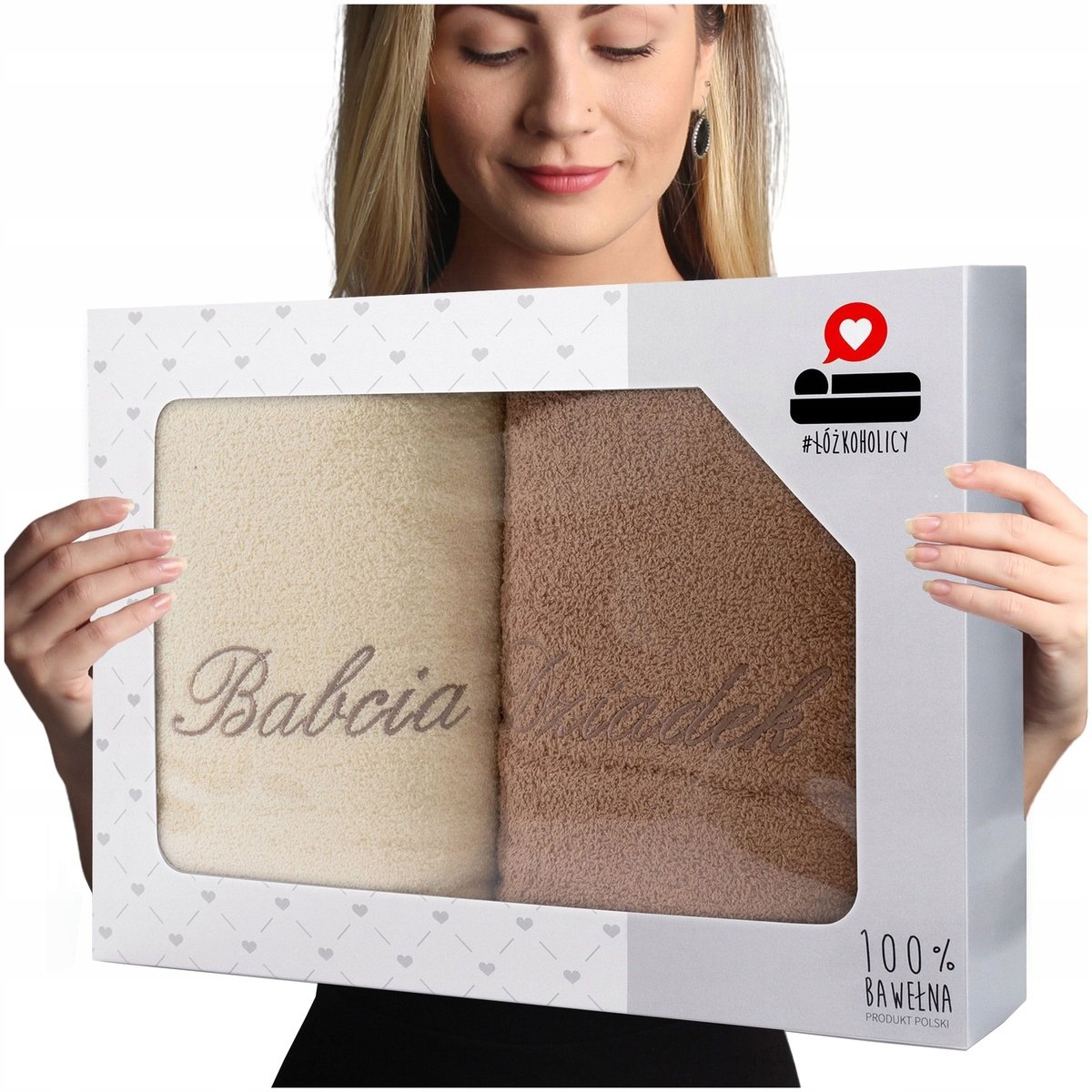 Komplet ręczników prezent na Dzień Babci i Dziadka 2szt frotte 70x140 LUBA