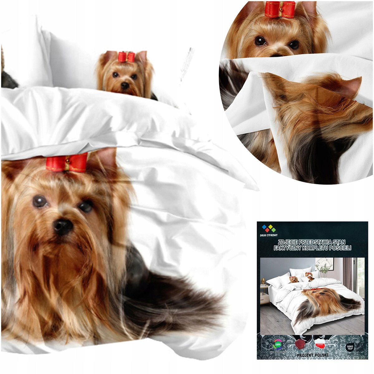 Pościel 160x200 3 części komplet poszewki 70x80 mikrofibra 3D Andreas pies