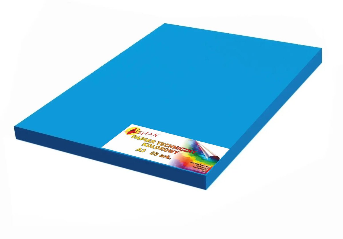 Papier kolorowy techniczny 160-220g A3 niebieski 25 arkuszy