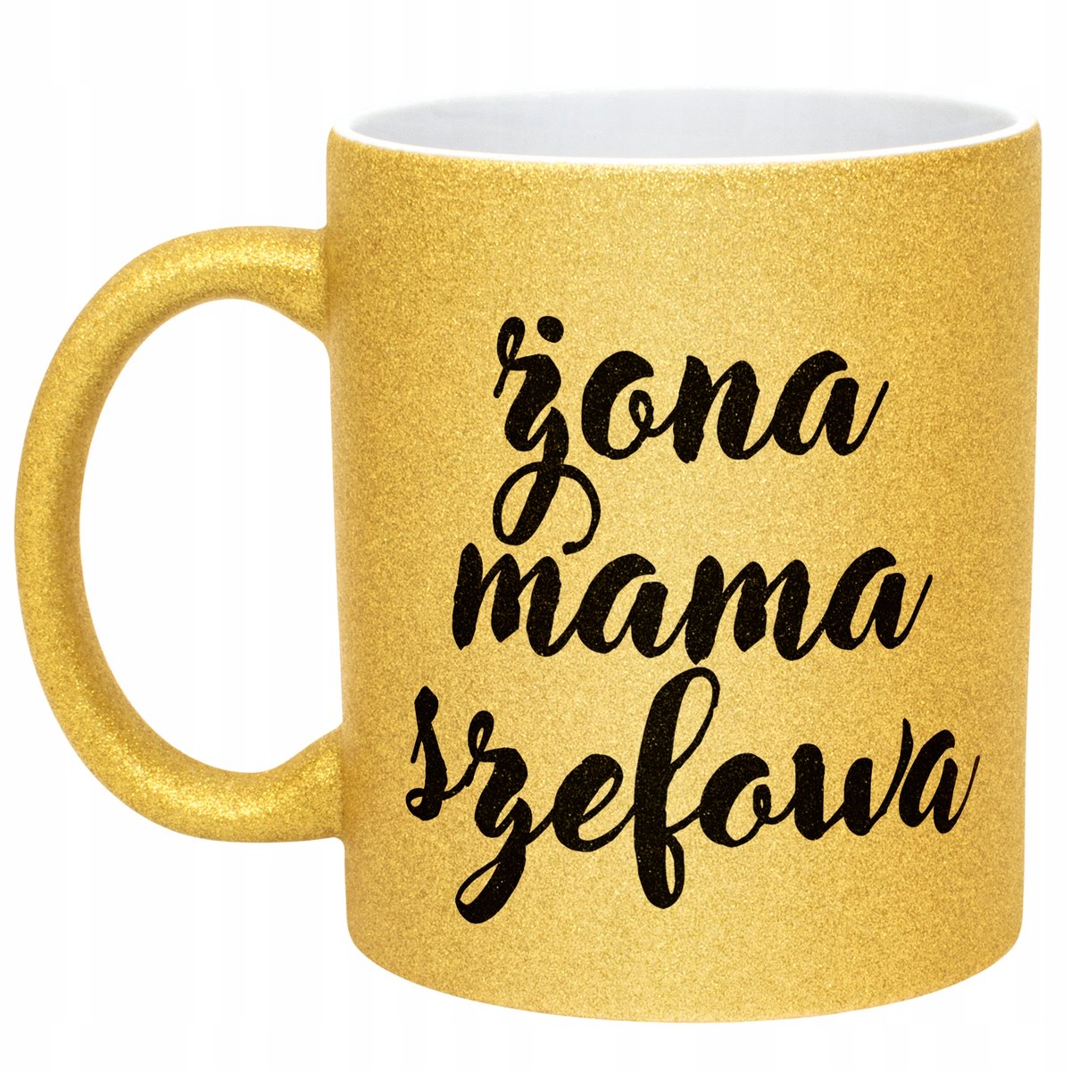 Złoty kubek brokatowy Żona Mama Szefowa Dla Kobiety Prezent Upominek