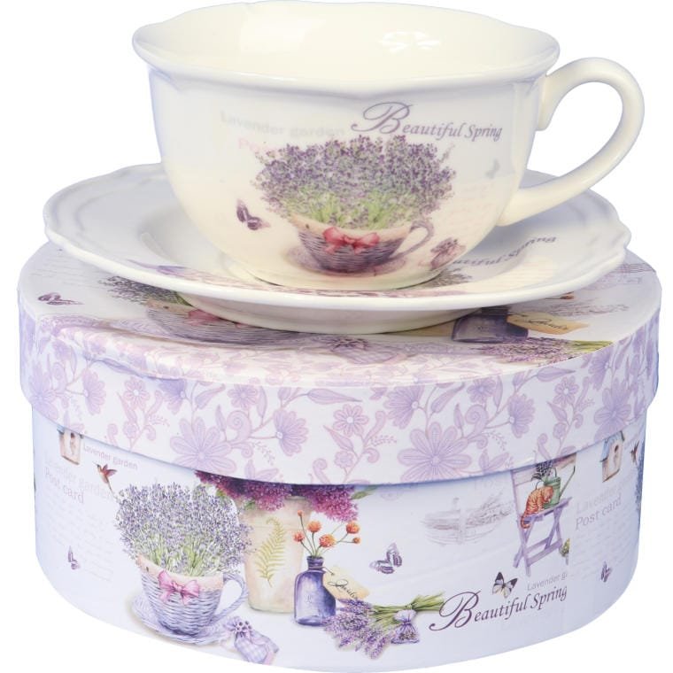 Komplet ceramiczny filiżanka z talerzykiem z wikli