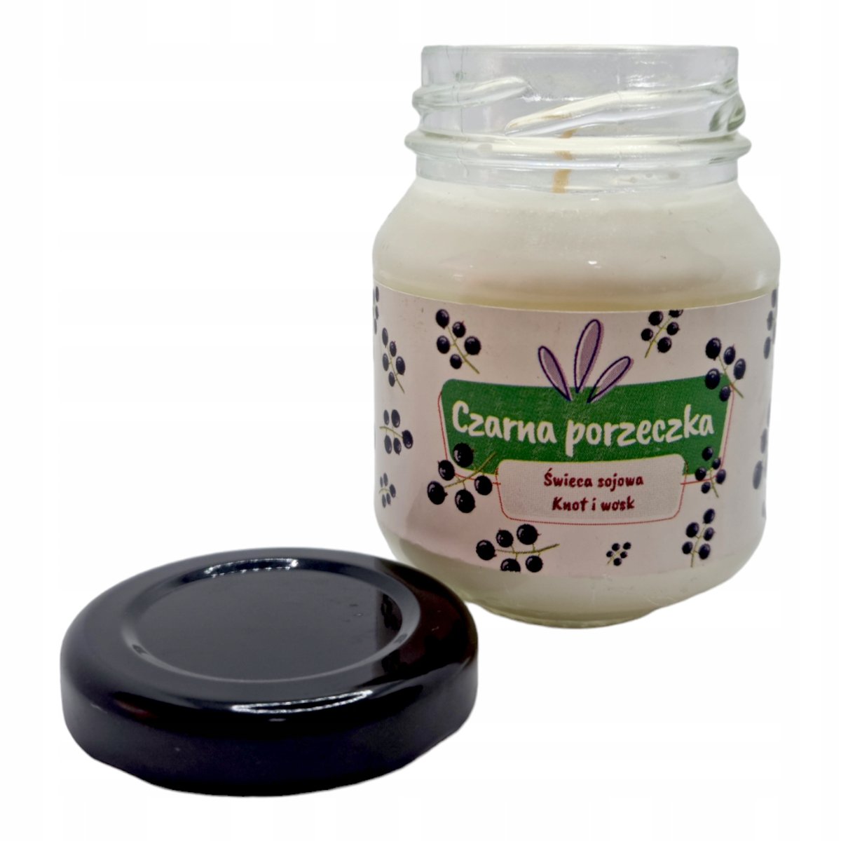 Świeca Sojowa ręcznie wykonana Handmade 80 ml zapach Czarna Porzeczka