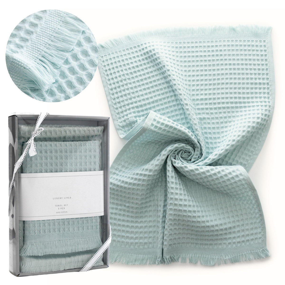 Komplet Ręczników Cinar Nil 2 sztuki 50x90 & 70x140 Bawełna Gofrowana
