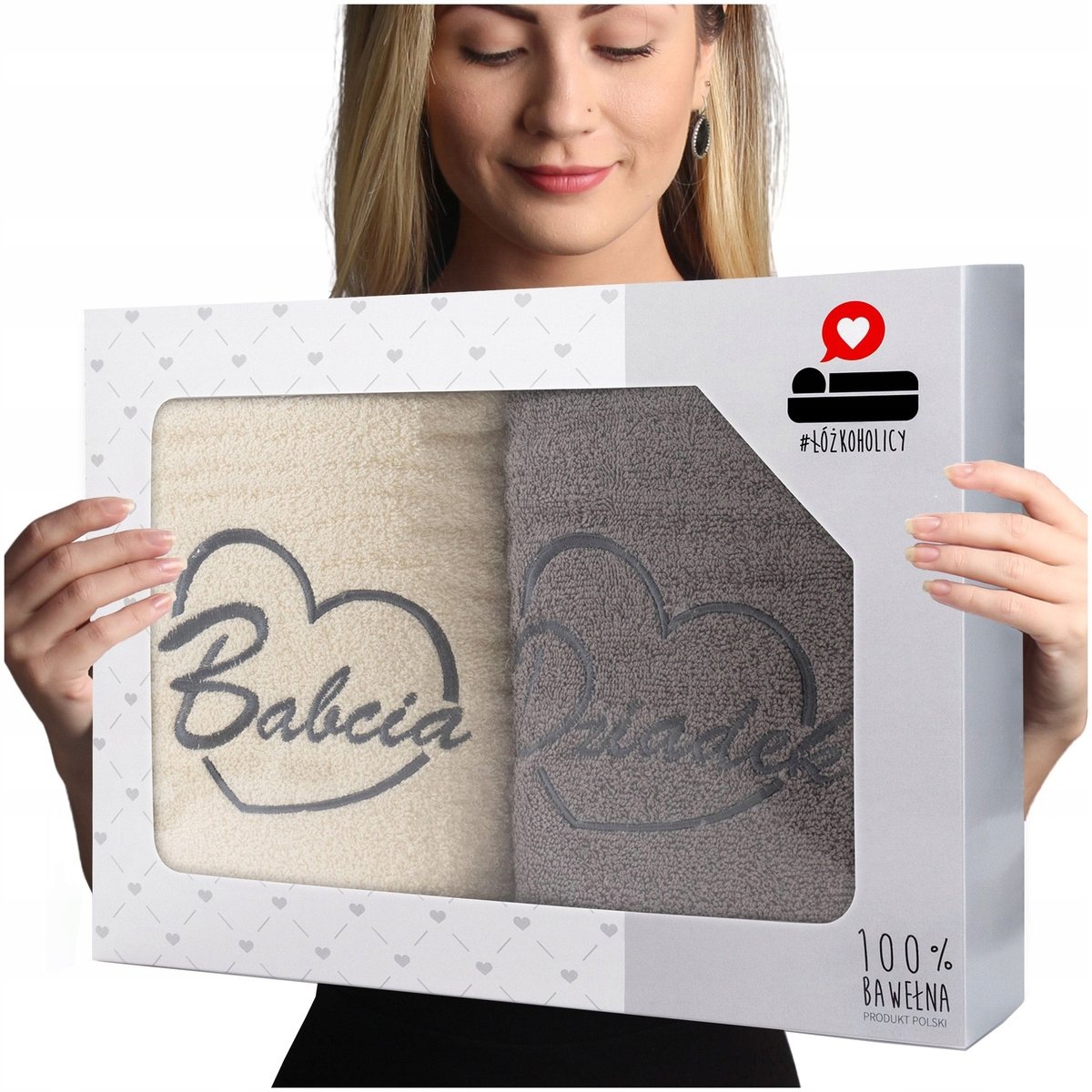 Komplet ręczników prezent na Dzień Babci i Dziadka 2szt frotte 70x140 LUBA