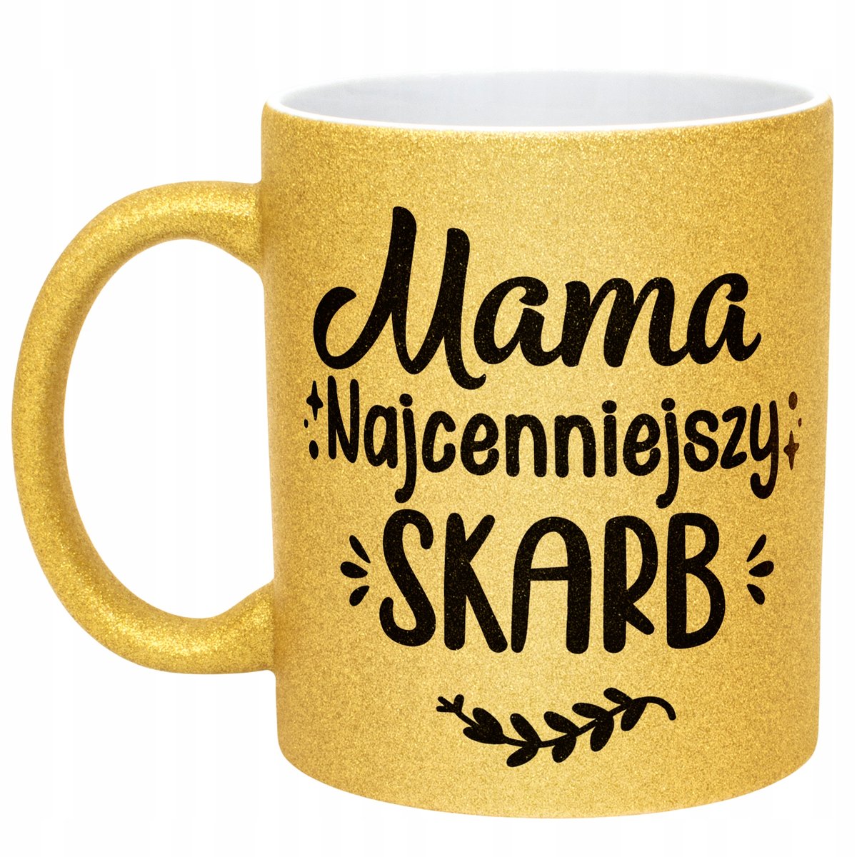 Złoty kubek brokatowy Dzień Matki Dla Mamy Mama Najcenniejszy Skarb