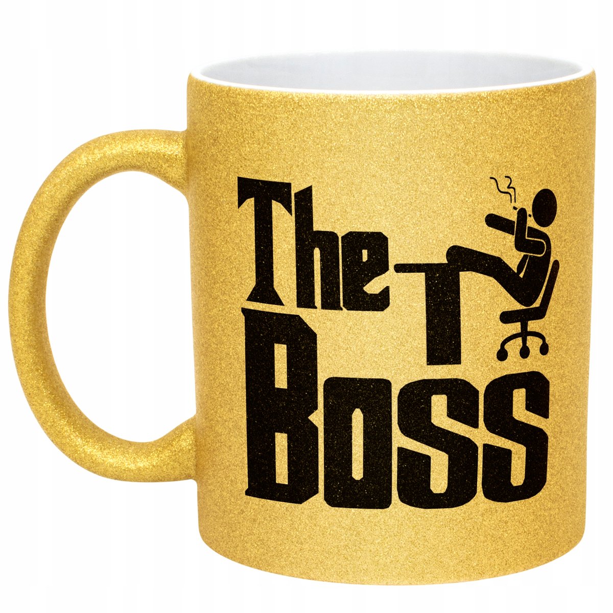 Złoty kubek brokatowy The Boss Dla Szefa Szefowej Prezent Upominek