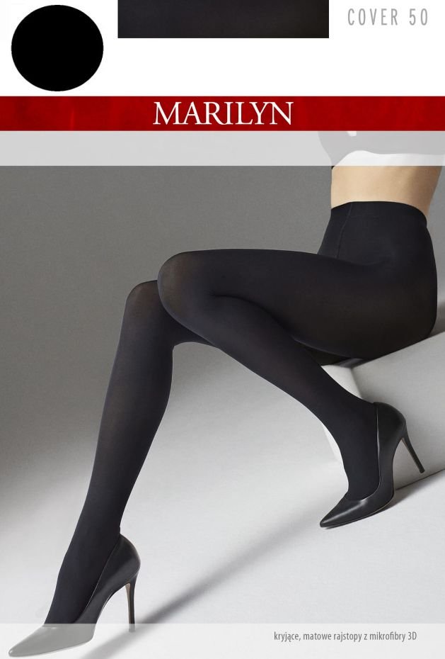 Rajstopy Kryjące Matowe Klasyczne Elastyczne Marilyn Cover 50Den Czarne S/M