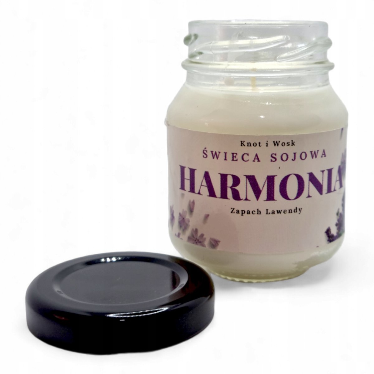 Świeca Sojowa Harmonia ręcznie wykonana Handmade 80 ml zapach Lawenda