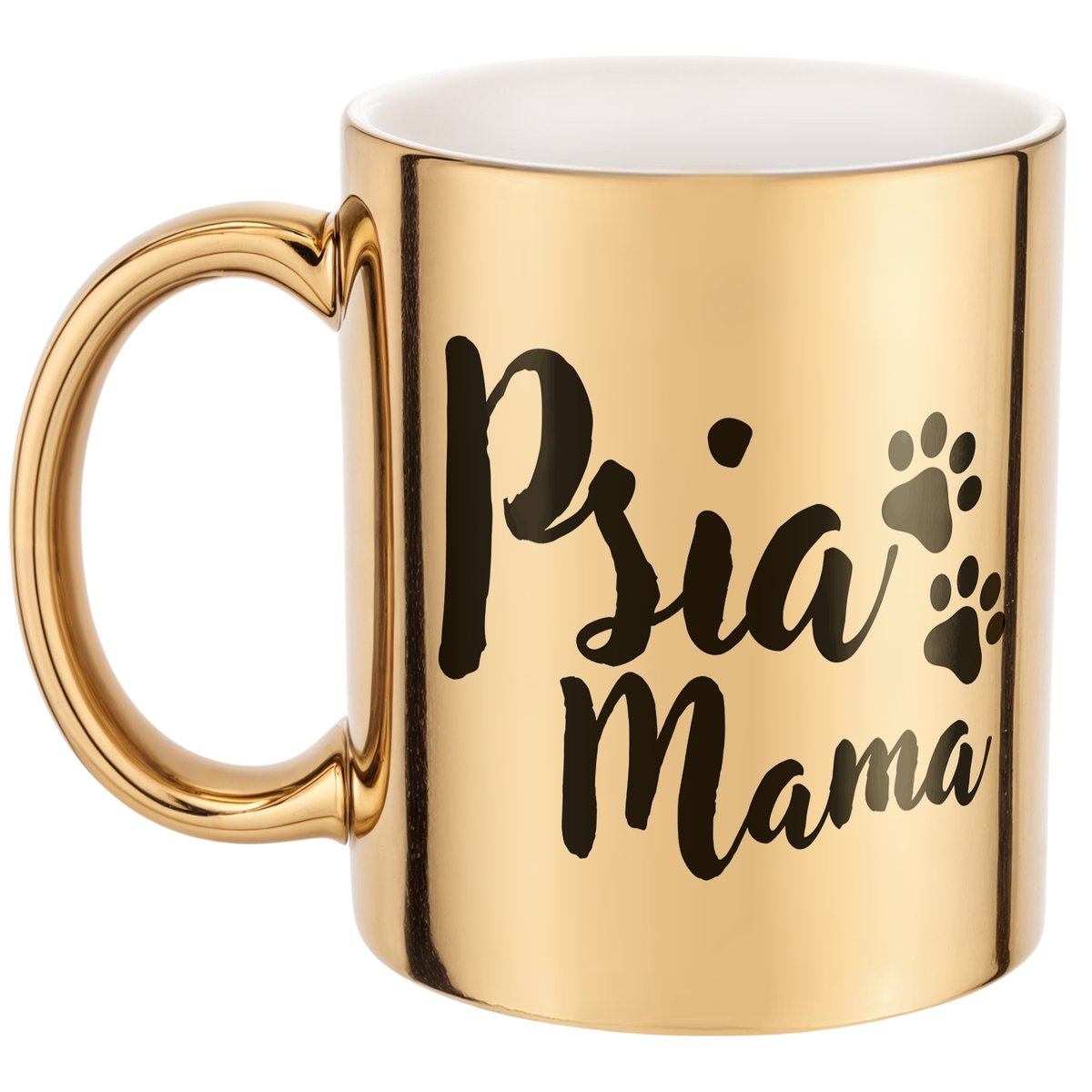 Złoty kubek ceramiczny Psia Mama Dla Posiadaczki Psa Prezent Upominek