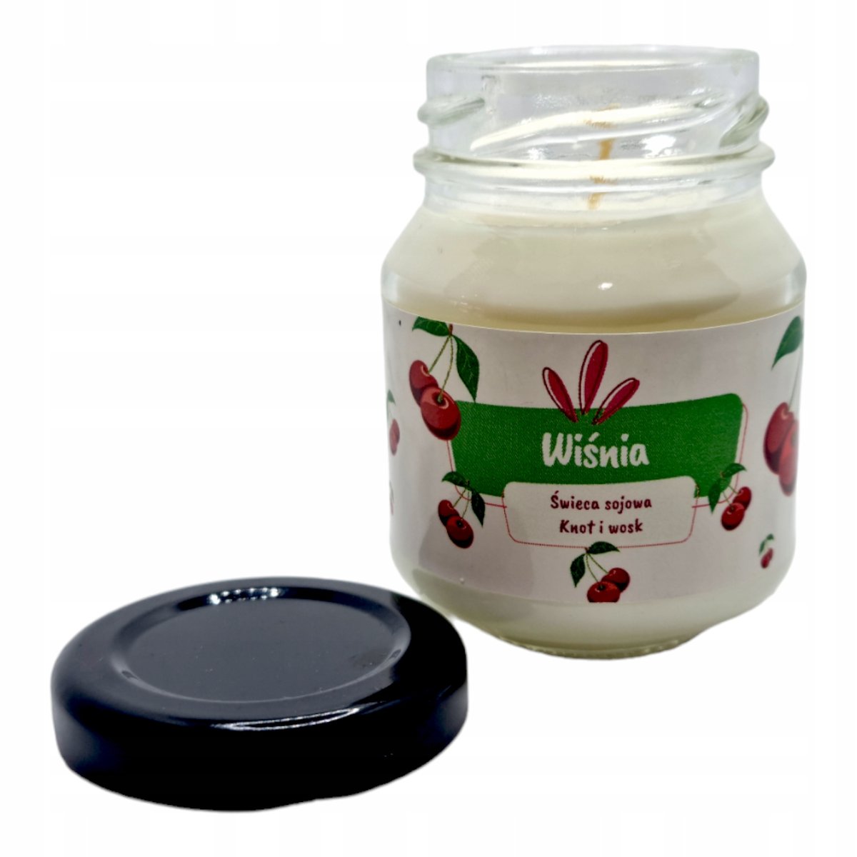 Świeca Sojowa ręcznie wykonana Handmade 80 ml zapach Wiśnia