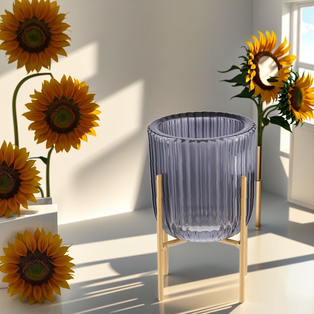 Świecznik szklany/uchwyt na tealight na stojaku 7.5x8 cm Articasa