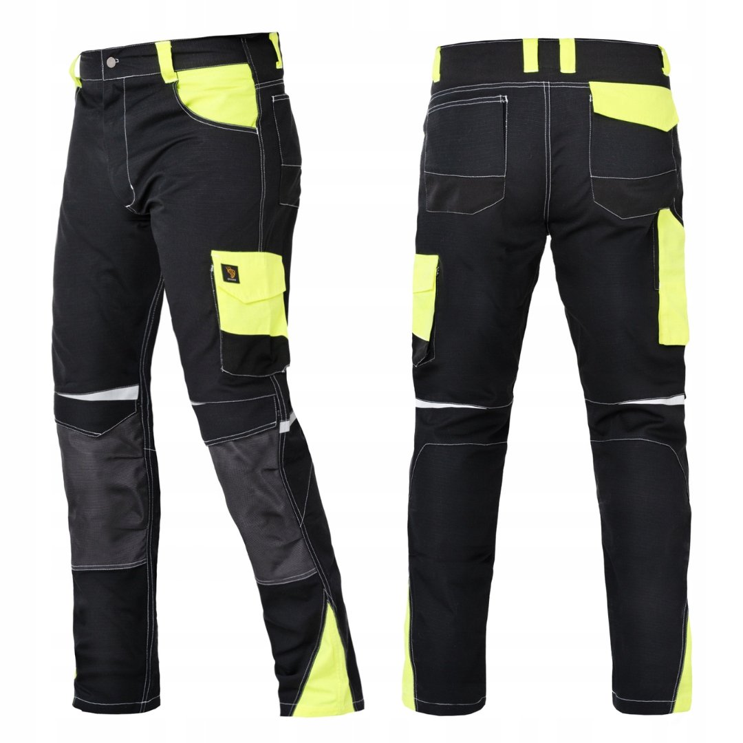 Spodnie robocze męskie DO PASA RIP STOP odblask bojówki monterskie 52