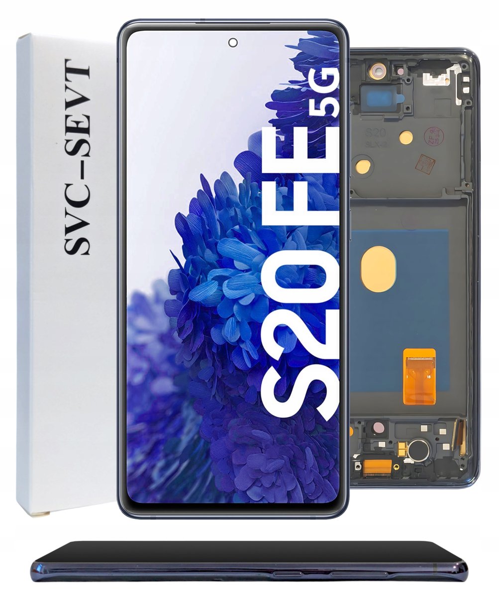 ORYGINAŁ WYŚWIETLACZ EKRAN LCD DO SAMSUNG GALAXY S20 FE 5G RAMKA GRANATOWA