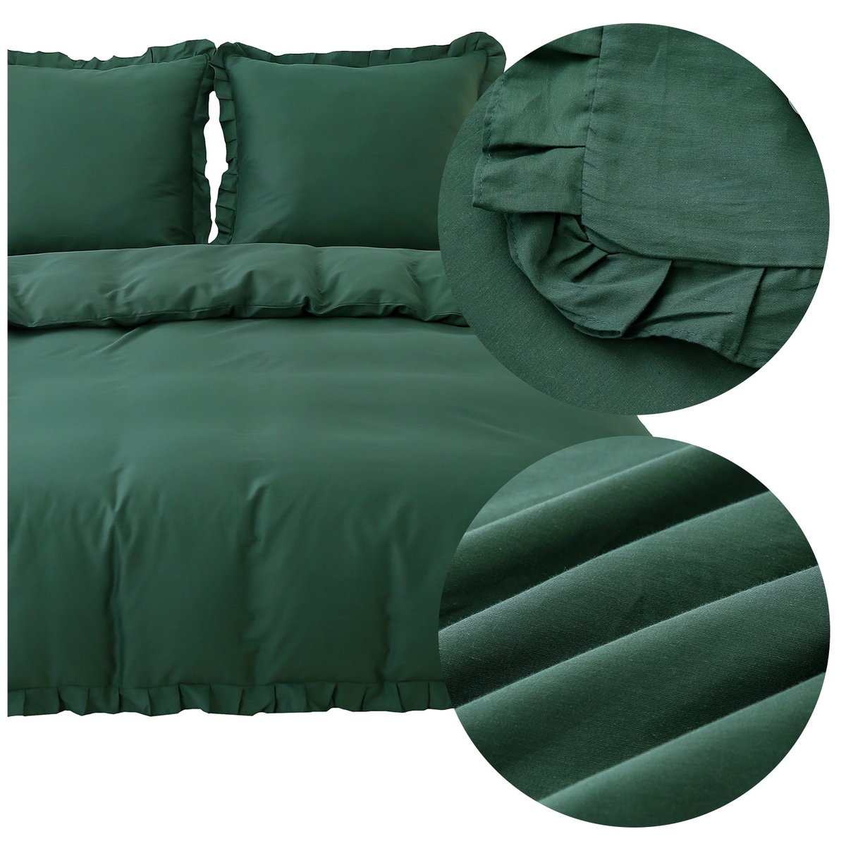 Pościel BAWEŁNIANA 160x200 3 części poszewki 70x80 falbany klasyczna LYNDA