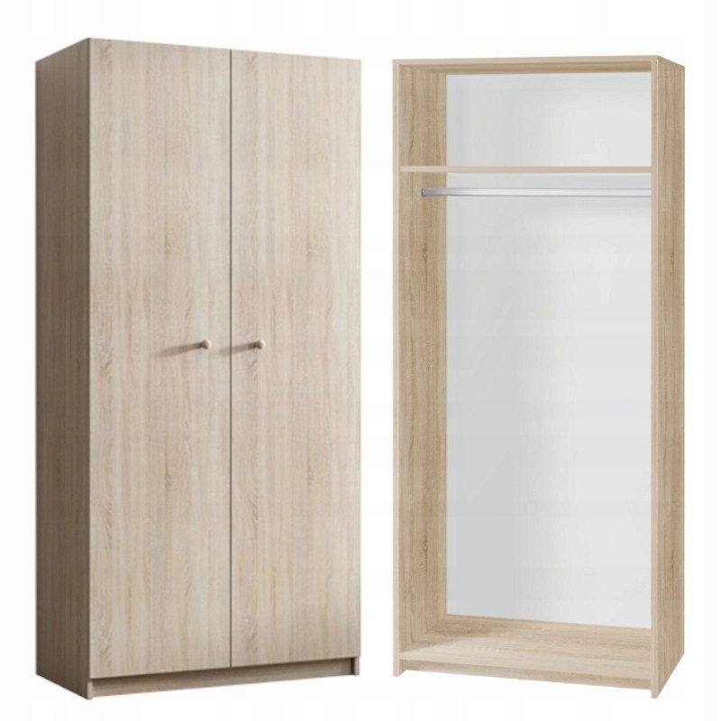 Szafa METIS 1 80 cm z drążkiem dąb sonoma pojemna dwudrzwiowa do pokoju