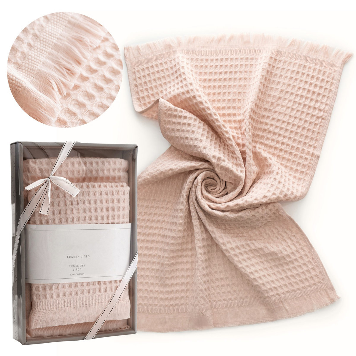 Komplet Ręczników Cinar Nil 2 sztuki 50x90 & 70x140 Bawełna Gofrowana