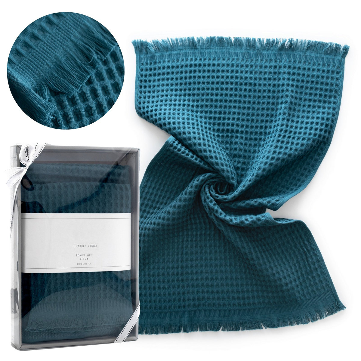 Komplet Ręczników Cinar Nil 2 sztuki 50x90 & 70x140 Bawełna Gofrowana