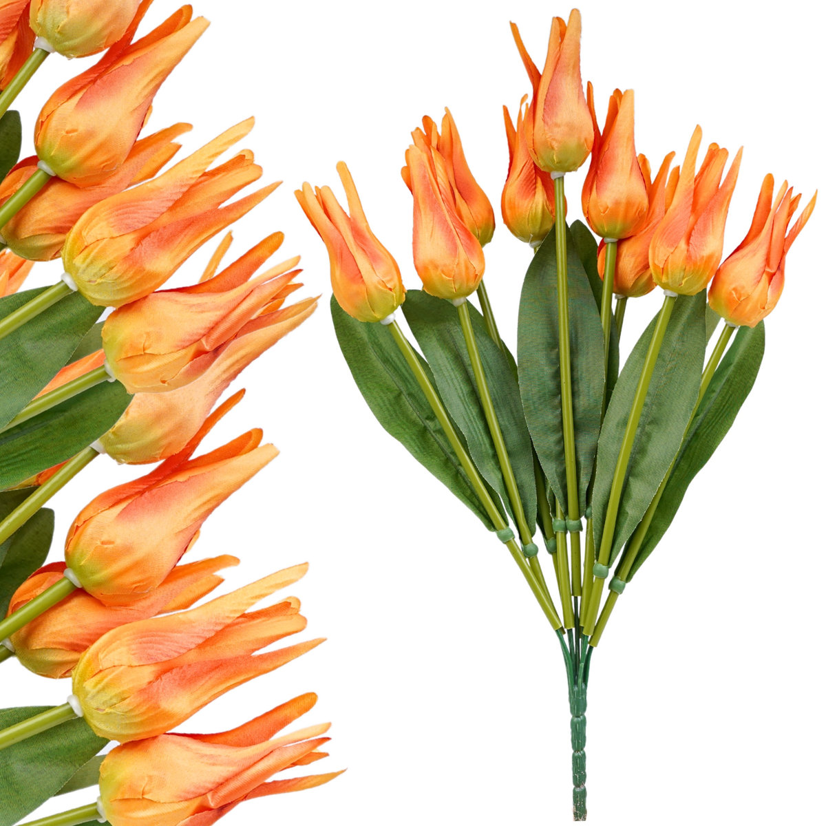 Pomarańczowe Tulipany 42 Cm Sztuczne Tulipany Bukiet Kwiatów Do Wazonu