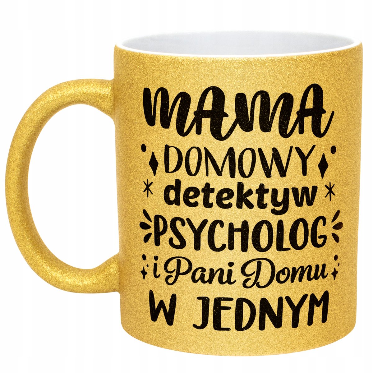 Złoty kubek brokatowy Dzień Matki Dla Mamy Domowy Detektyw Psycholog