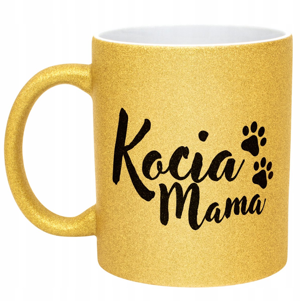 Złoty kubek brokatowy Kocia Mama Dla Kociary Prezent Upominek