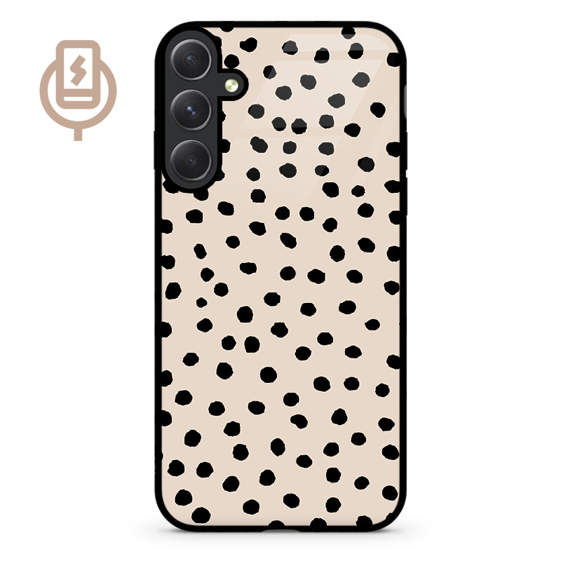 Kropki dot beż - Galaxy S25 Etui szklane flexible indukcyjne