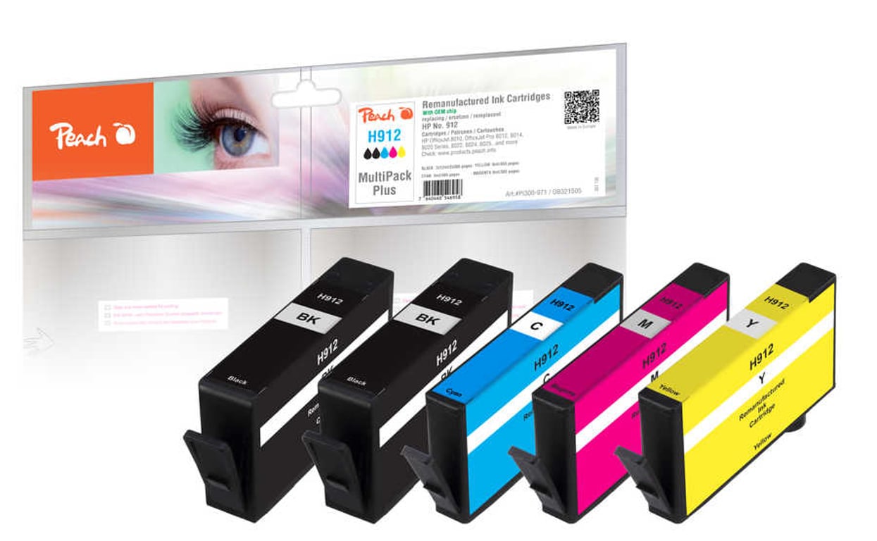 Peach PI300-971 nabój z tuszem 5 szt. Zamiennik Standardowa wydajność Czarny, Cyjan, Purpurowy, Żółty PI300-971