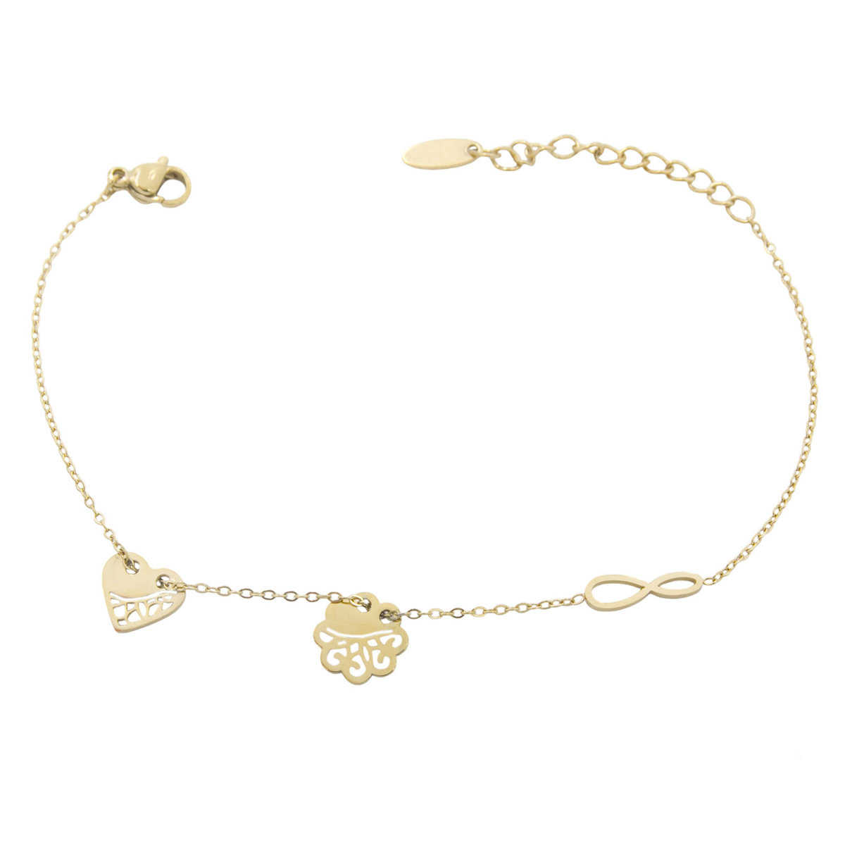 Bransoletka z sercem i infinity stal chirurgiczna złota