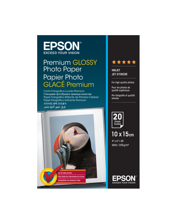 Papier Epson Premium Glossy Photo 255g 10x15 20ark C13S041706