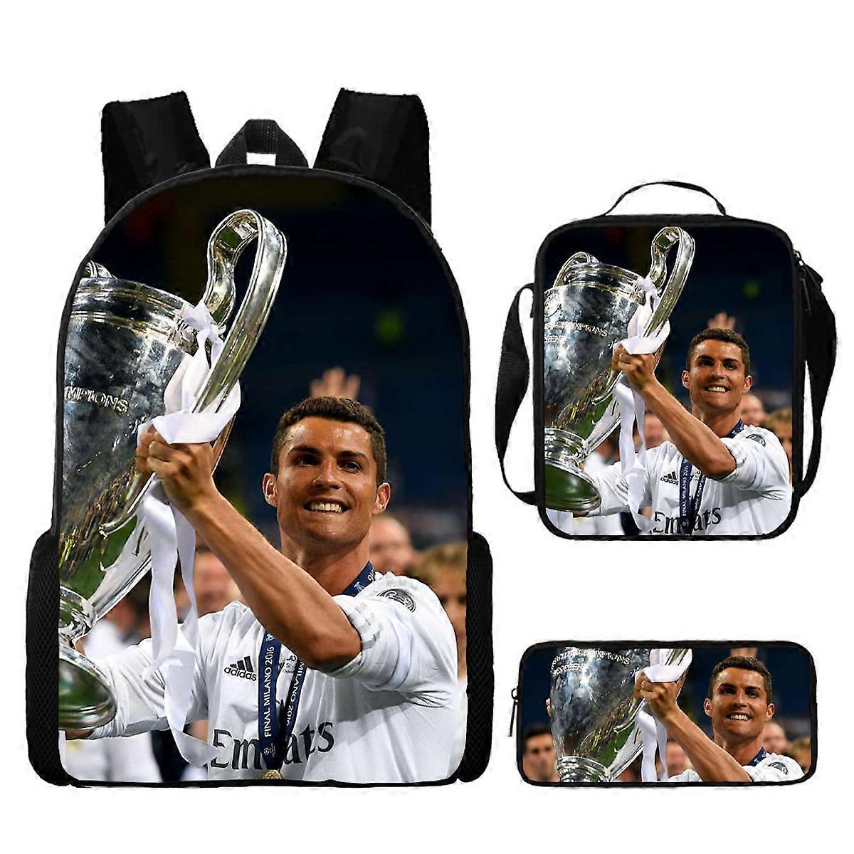 3 sztuk / zestawRonaldo CR7 Win Champion Tornister Plecak Studenci Torba na książki Causl Daypack dla dziewczynek Chłopcy z torbami na lunch Piórnik