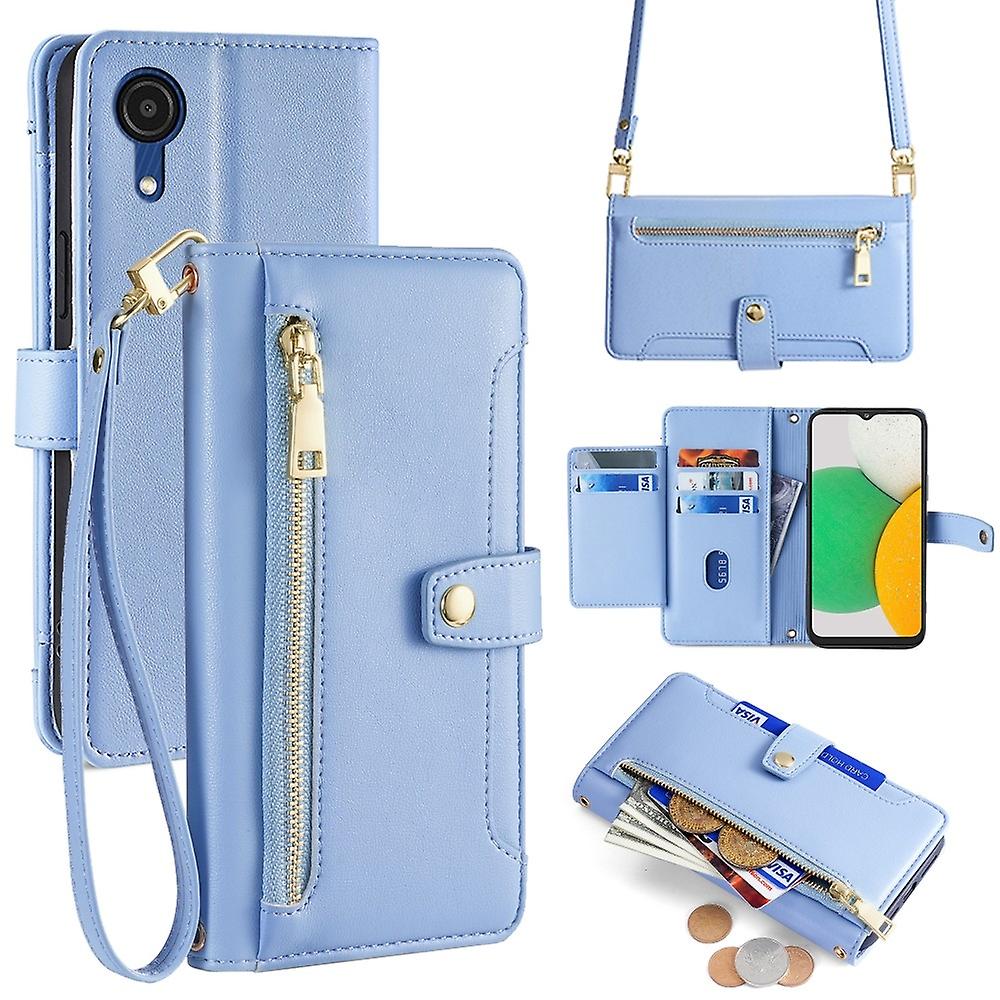 Etui z portfelem na zamek błyskawiczny do Samsung Galaxy A03 Core Niebieski