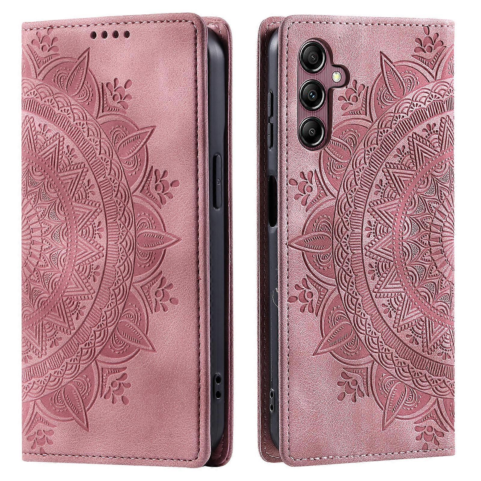 Do etui Samsung Galaxy S24 Magnetyczne automatyczne zamykanie Portfel odporny na zarysowania Pokrowiec na telefon Różowe złoto