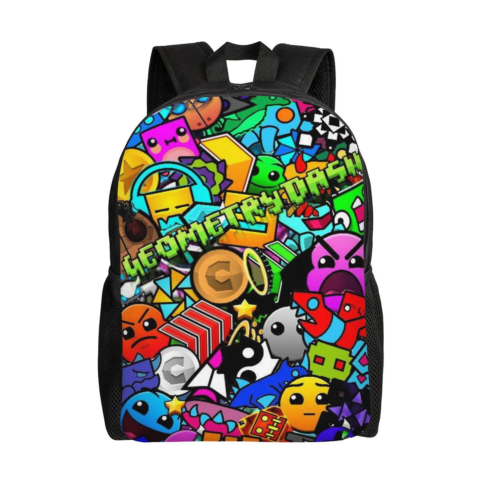 Geometria Dash Plecaki Plecaki na co dzień Torba na książki dla studentów Drukowanie Tornister Plecak Lekki tornister 16.1 X 11.8 X 4.5inches