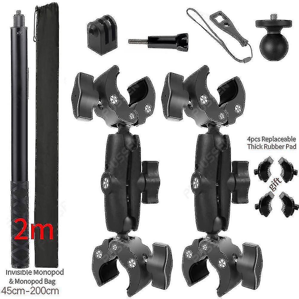 Motocykl Bike Invisible Selfie Stick Monopod Uchwyt do montażu kierownicy dla Gopro Max Hero 11 Insta360 Jeden X2 X3 Akcesoria Zestawy zacisków 2m i 2