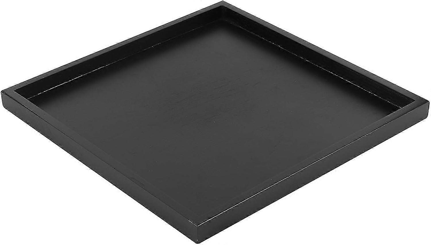 Drewniana kwadratowa taca do serwowania fast food herbata kawa ręcznie robiona taca dekoracyjna do domowej kuchni restauracji - czarna, 30x30cm