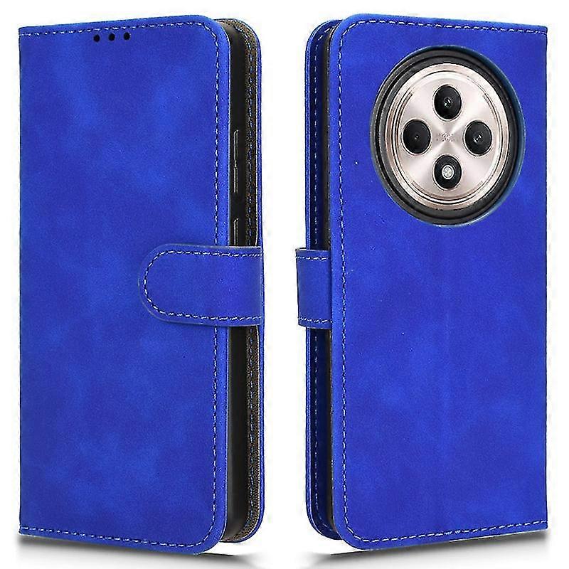 Do etui Oppo Reno12 F 5G Skórzany portfel Folio Flip Anti-Drop Pokrowiec na telefon Niebieski