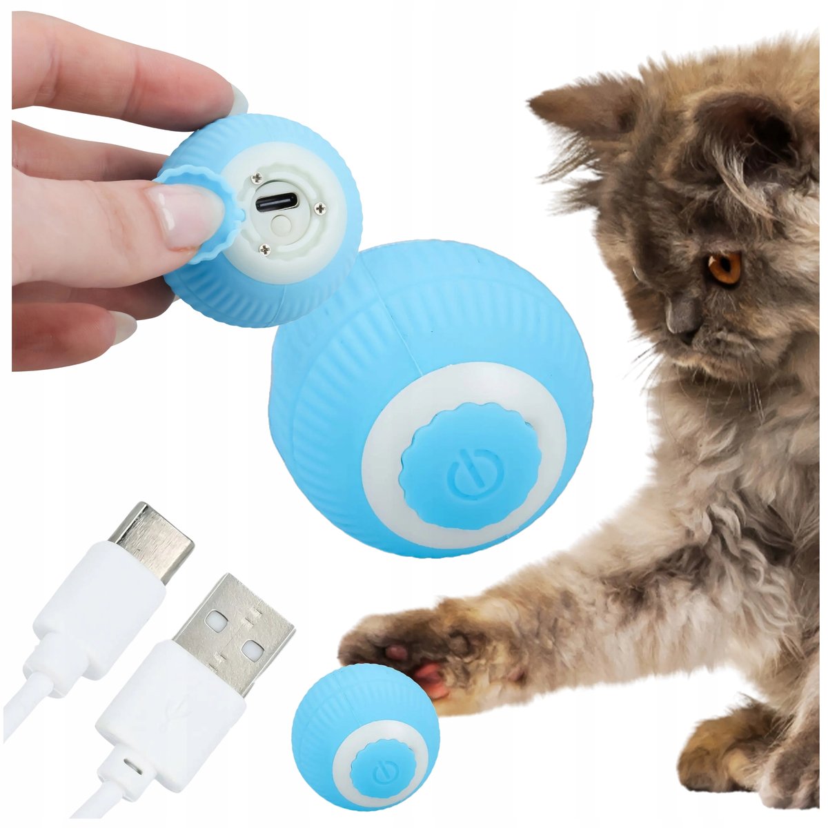 Kot Zabawka Interaktywna Uciekająca Ruchoma Piłka dla Kota Psa USB