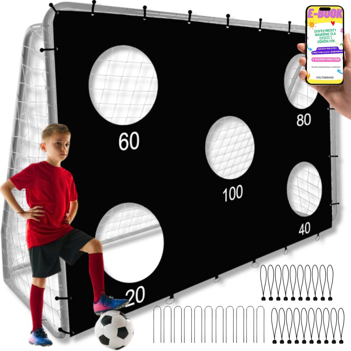 DUŻA METALOWA Bramka Piłkarska Treningowa Dla Dzieci do Piłki Nożnej + Mata XXL PREZENT DLA DZIECKA + EBOOK