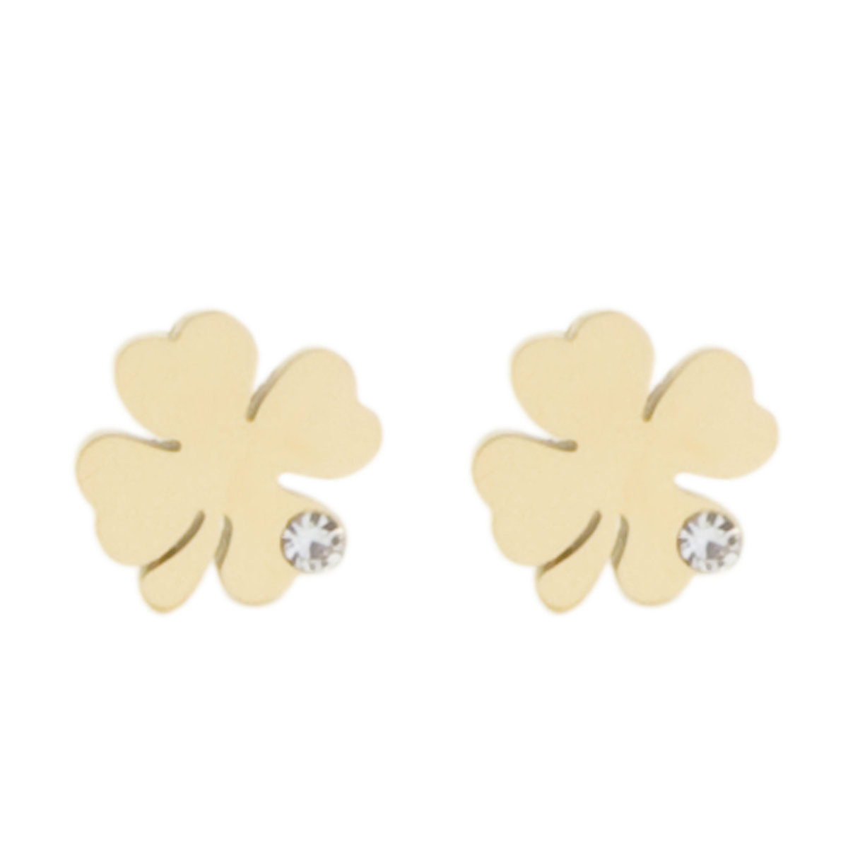 Kolczyki koniczynki z cyrkonią na sztyft stal chirurgiczna